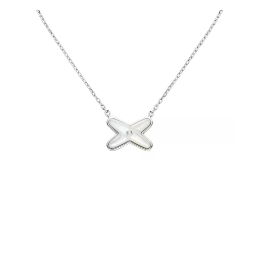 Cross-Patterned Mother-of-Pearl and Diamond Necklace